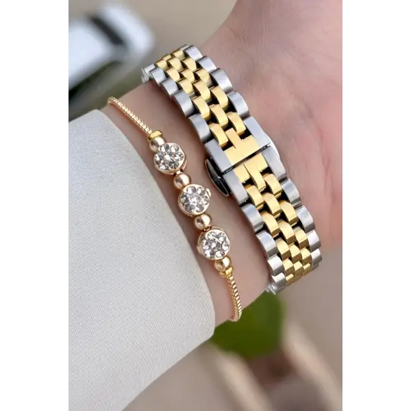 Daniel Klein DKISTE1534 Kadranı Yeşil Kordonu Gold Gümüş Renk Kadın Kol Saati ve Bileklik