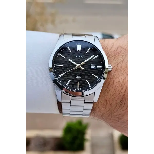 Casio CSISTE199 Kadranı Siyah Kordonu Metalik Renk 2 Yıl Garantili Erkek Kol Saati