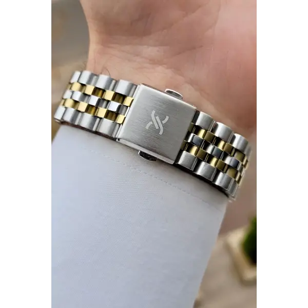 Gold Gümüş Renk 42 mm Fonksiyonlu Erkek Kol Saati