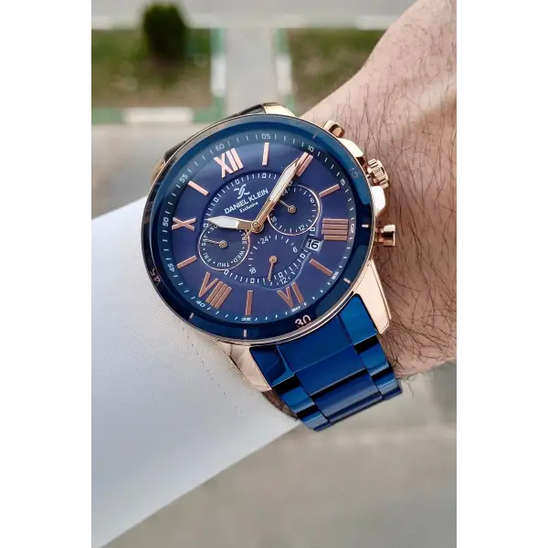 Daniel Klein DKISTE1570 Kasası Rose Kordonu Lacivert Renk 45 mm Erkek Kol Saati