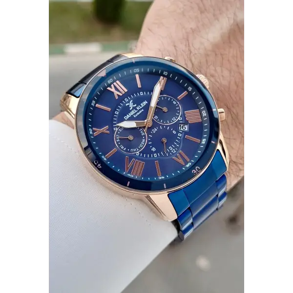 Daniel Klein DKISTE1570 Kasası Rose Kordonu Lacivert Renk 45 mm Erkek Kol Saati