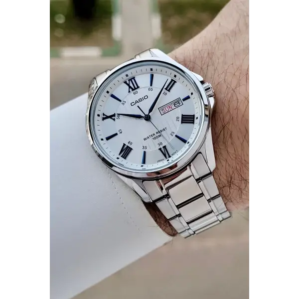 Casio CSISTE218 Casio Rakamları Mavi Kordonu Gümüş Renk Erkek Kol Saati
