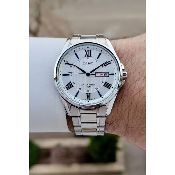 Casio CSISTE218 Casio Rakamları Mavi Kordonu Gümüş Renk Erkek Kol Saati