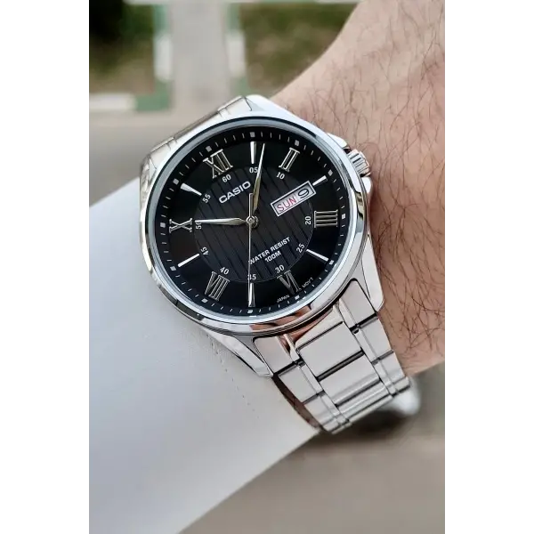 Casio CSISTE210 Casio Kadranı Siyah Kordonu Gümüş Renk Erkek Kol Saati