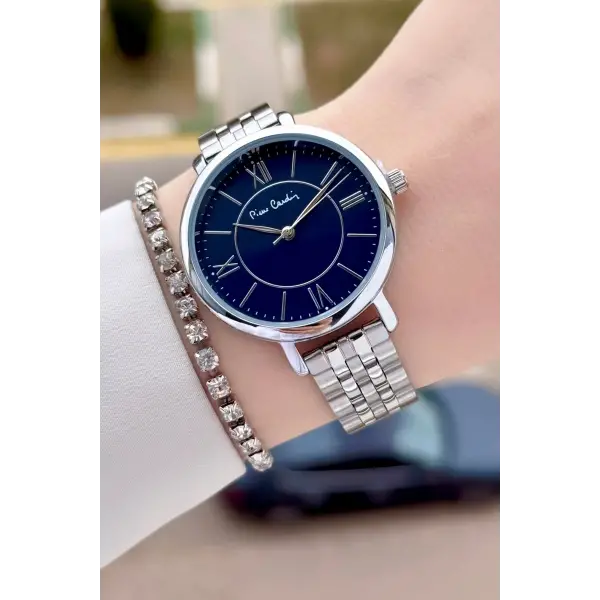 Pierre Cardin PCISTE24 Kadranı Lacivert Kordonu Gümüş Renk 36 mm Kadın Kol Saati