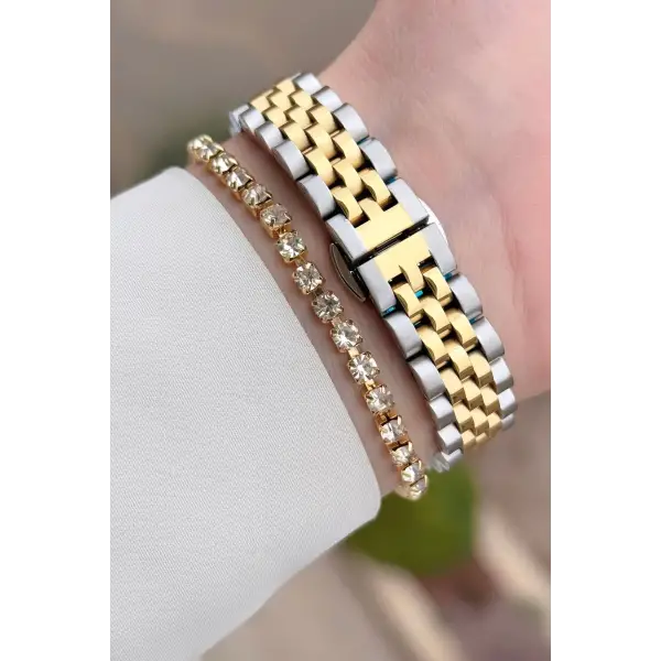 Daniel Klein DKISTE1580 Kadranı Yeşil Kordonu Gold Gümüş Renk 28 mm Kadın Kol Saati ve Bielklik