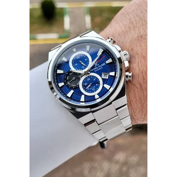 Daniel Klein DKISTE1566 Kadranı Lacivert Kordonu Gümüş Renk 44 mm Erkek Kol Saati