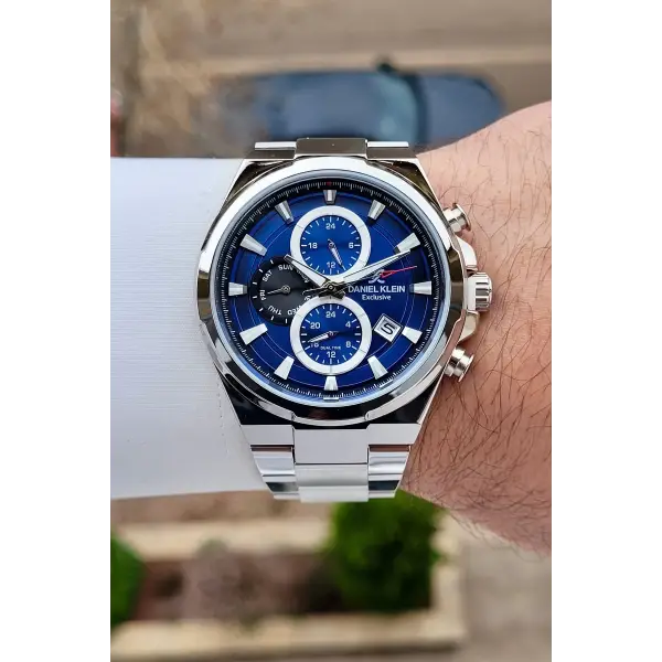 Daniel Klein DKISTE1566 Kadranı Lacivert Kordonu Gümüş Renk 44 mm Erkek Kol Saati