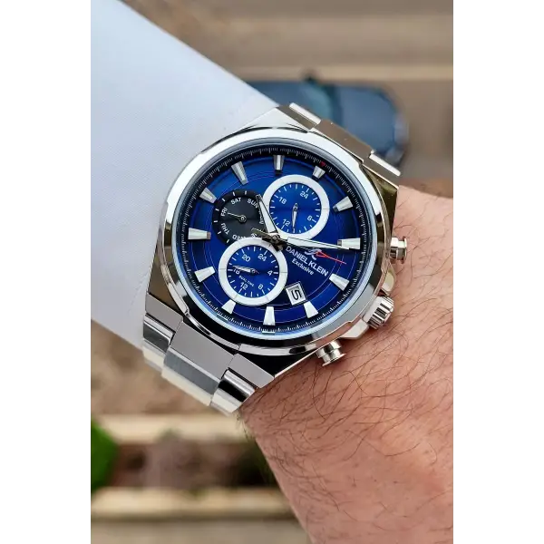 Daniel Klein DKISTE1566 Kadranı Lacivert Kordonu Gümüş Renk 44 mm Erkek Kol Saati