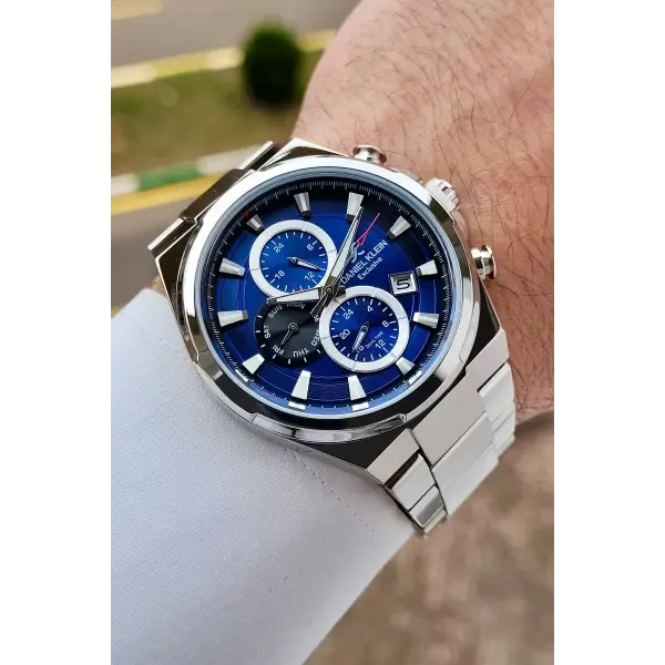 Daniel Klein DKISTE1566 Kadranı Lacivert Kordonu Gümüş Renk 44 mm Erkek Kol Saati