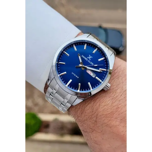 Daniel Klein DKISTE1578 Kadranı Lacivert Kordonu Gümüş Renk 43 mm Erkek Kol Saati