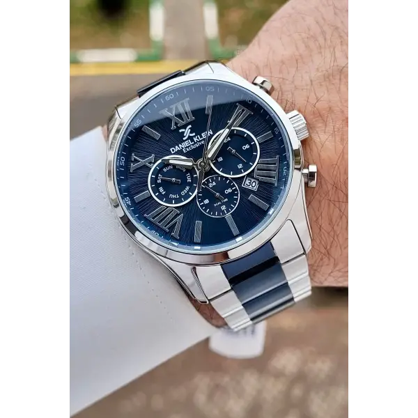 Daniel Klein DKISTE1598 Lacivert Gümüş Renk 45 mm Erkek Kol Saati