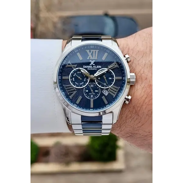 Daniel Klein DKISTE1598 Lacivert Gümüş Renk 45 mm Erkek Kol Saati