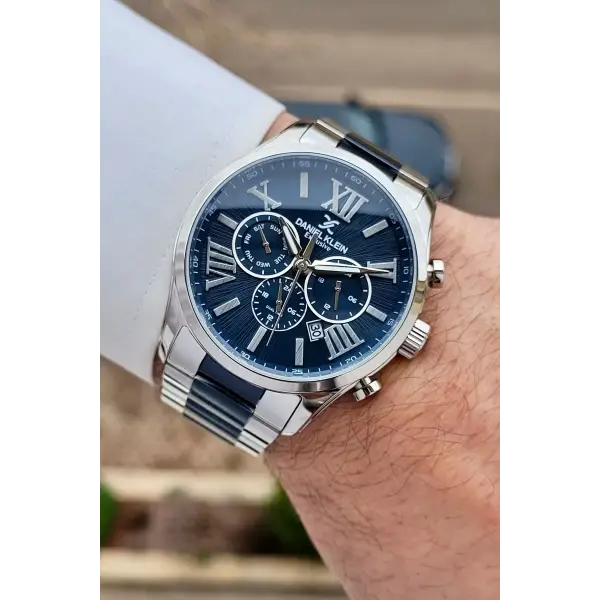 Daniel Klein DKISTE1598 Lacivert Gümüş Renk 45 mm Erkek Kol Saati