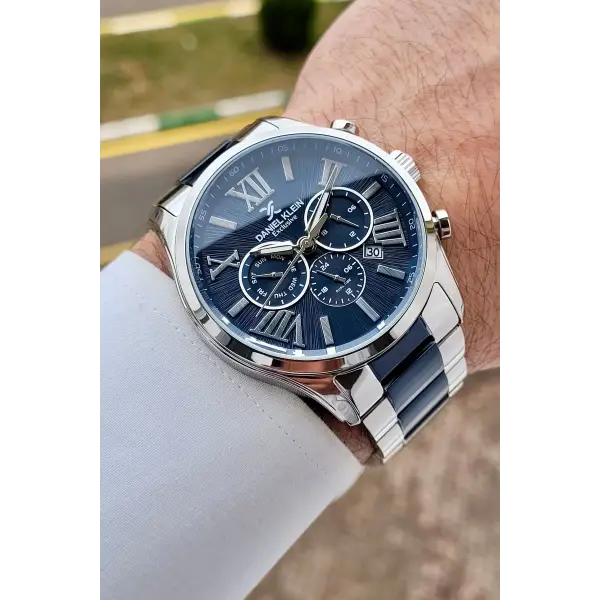 Daniel Klein DKISTE1598 Lacivert Gümüş Renk 45 mm Erkek Kol Saati