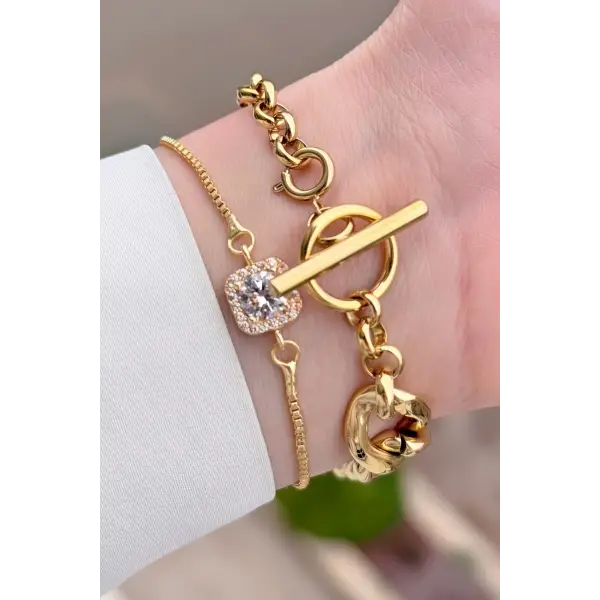 Daniel Klein DKISTE1590 Kadranı Yeşil  Kordonu Gold Renk Kadın Kol Saati ve Bielklik