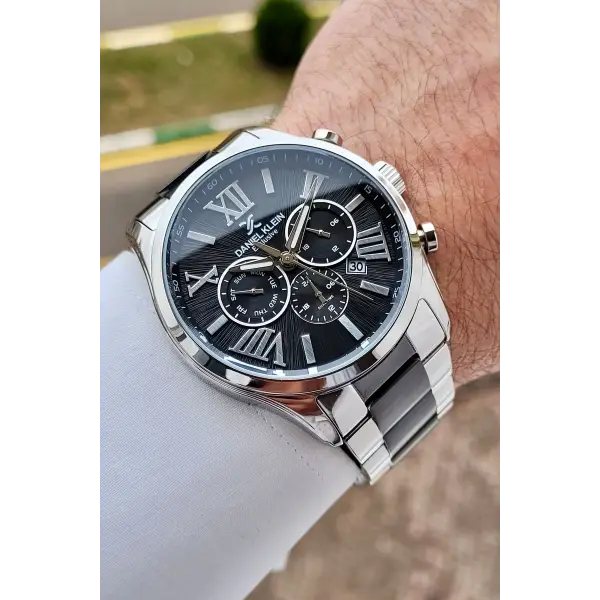Daniel Klein DKISTE1599 Siyah Gümüş Renk 45 mm Erkek Kol Saati