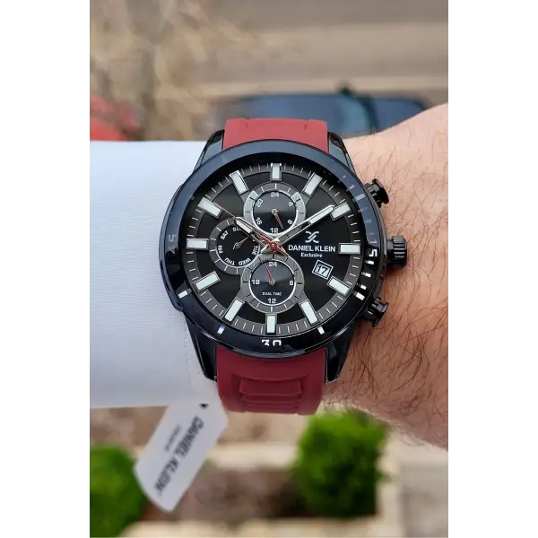 Daniel Klein DKISTE1571 Kasası Siyah Kordonu Bordo Renk Erkek Kol Saati