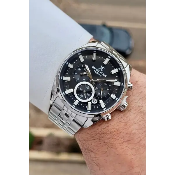 Daniel Klein DKISTE1552 Kadranı Siyah Kordonu Gümüş Renk 43 mm Erkek Kol Saati