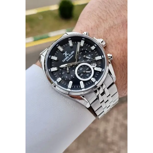 Daniel Klein DKISTE1552 Kadranı Siyah Kordonu Gümüş Renk 43 mm Erkek Kol Saati