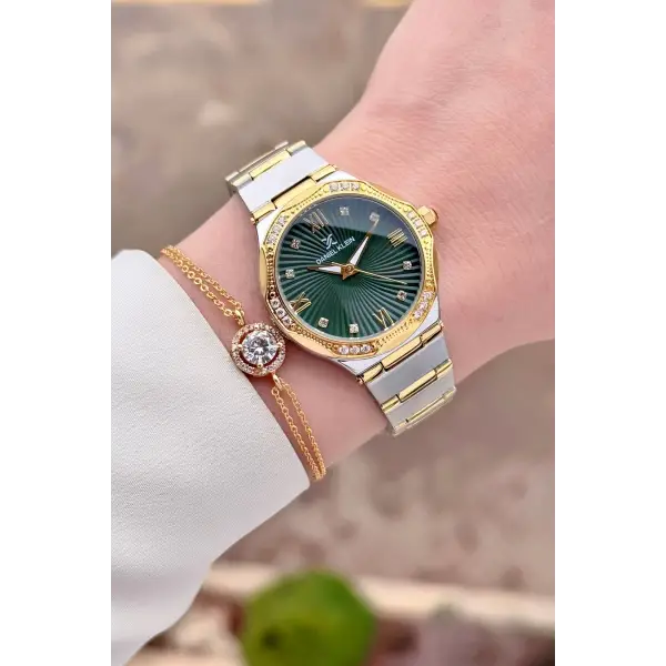 Daniel Klein DKISTE1564 Kadranı Yeşil Kordonu Gold Gümüş Renk Kadın Kol Saati ve Bielklik
