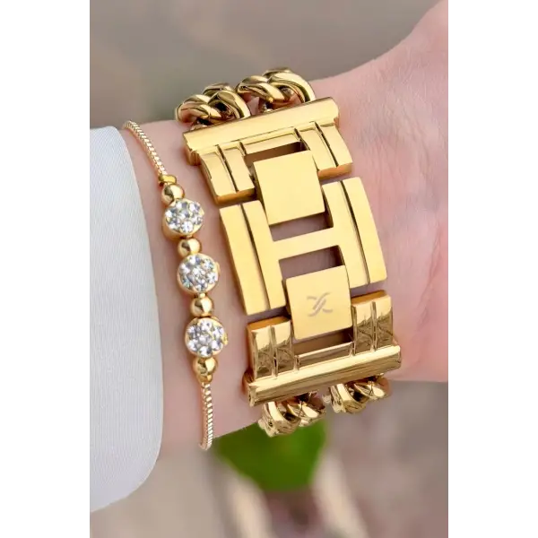 Daniel Klein DKISTE1582 Kadranı Yeşil  Kordonu Gold Renk Kadın Kol Saati ve Bielklik