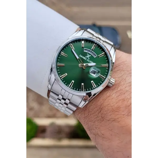 Daniel Klein DKISTE1586 Kadranı Yeşil  Kordonu Gümüş Renk 42 mm Erkek Kol Saati