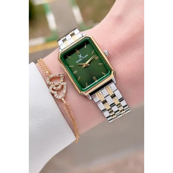 Daniel Klein DKISTE1559 Kadranı Yeşil Kordonu Gold Gümüş Renk Kadın Kol Saati ve Bielklik