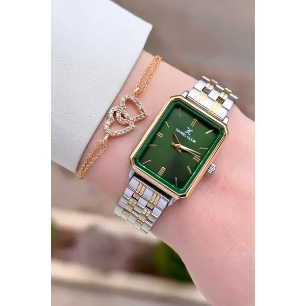 Daniel Klein DKISTE1559 Kadranı Yeşil Kordonu Gold Gümüş Renk Kadın Kol Saati ve Bielklik