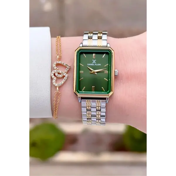 Daniel Klein DKISTE1559 Kadranı Yeşil Kordonu Gold Gümüş Renk Kadın Kol Saati ve Bielklik