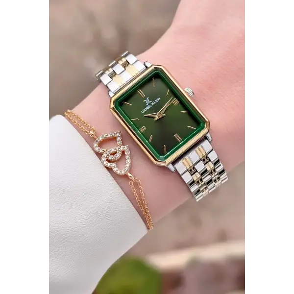 Daniel Klein DKISTE1559 Kadranı Yeşil Kordonu Gold Gümüş Renk Kadın Kol Saati ve Bielklik