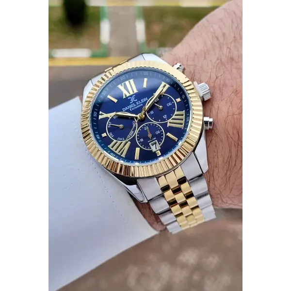 Daniel Klein DKISTE1603 Kadranı Lacivert Kordonu Gold Gümüş Renk 42 mm Erkek Kol Saati