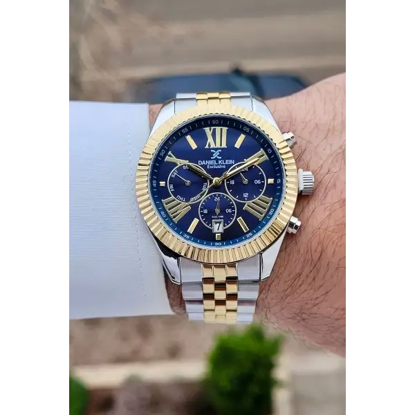 Daniel Klein DKISTE1603 Kadranı Lacivert Kordonu Gold Gümüş Renk 42 mm Erkek Kol Saati