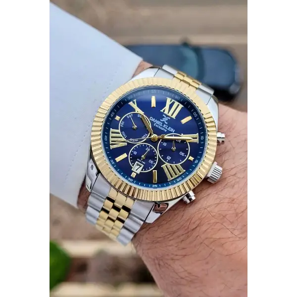 Daniel Klein DKISTE1603 Kadranı Lacivert Kordonu Gold Gümüş Renk 42 mm Erkek Kol Saati