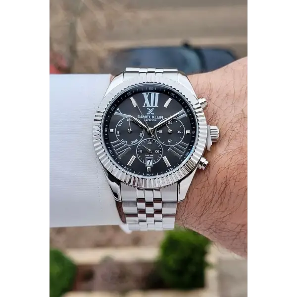 Daniel Klein DKISTE1600 Kadranı Siyah Kordonu Gümüş Renk 42 mm Erkek Kol Saati