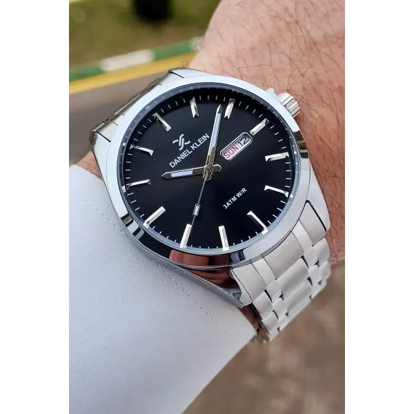 Daniel Klein DKISTE1577 Kadranı Siyah Kordonu Gümüş Renk 43 mm Erkek Kol Saati