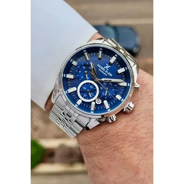 Daniel Klein DKISTE1553 Kadranı Lacivert Kordonu Gümüş Renk 43 mm Erkek Kol Saati