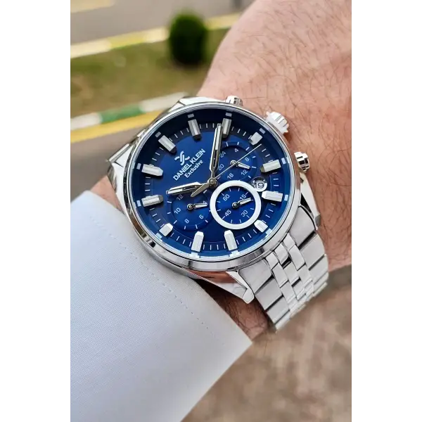 Daniel Klein DKISTE1553 Kadranı Lacivert Kordonu Gümüş Renk 43 mm Erkek Kol Saati