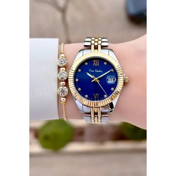 Pierre Cardin PCISTE26 Kadranı Lacivert  Kordonu Gold Gümüş Renk 34 mm Kadın Kol Saati