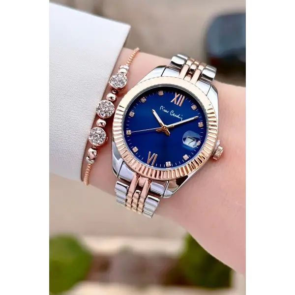 Pierre Cardin PCISTE27 Kadranı Lacivert  Kordonu Rose Gümüş Renk 34 mm Kadın Kol Saati