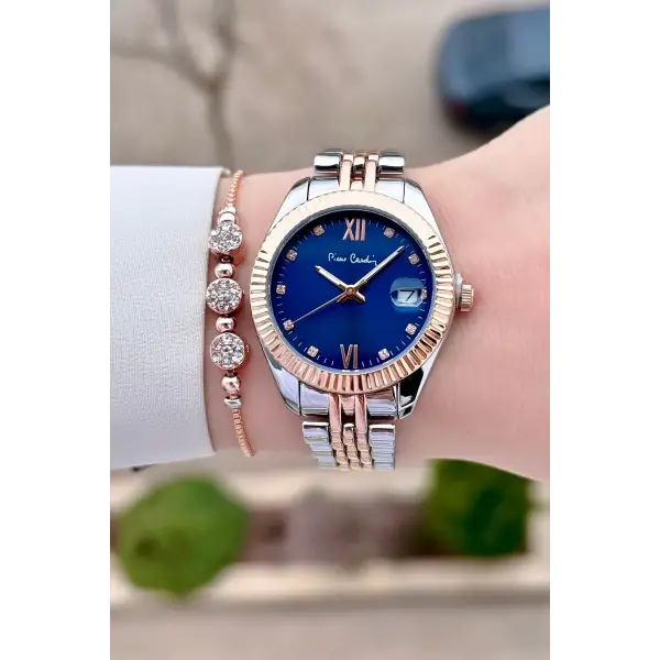 Pierre Cardin PCISTE27 Kadranı Lacivert  Kordonu Rose Gümüş Renk 34 mm Kadın Kol Saati