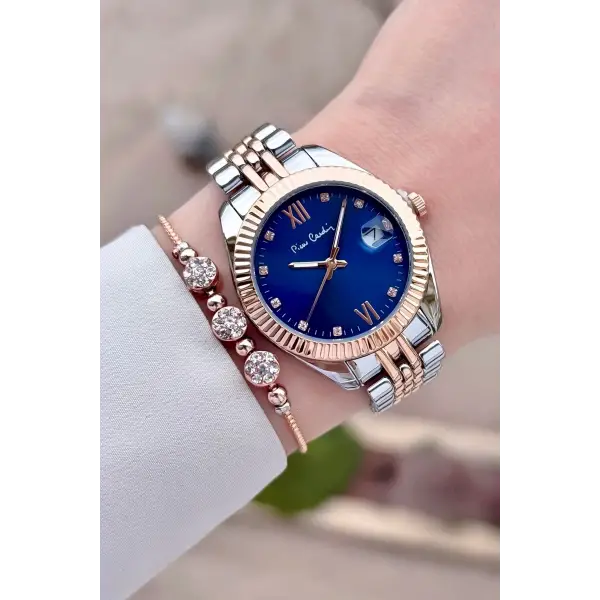 Pierre Cardin PCISTE27 Kadranı Lacivert  Kordonu Rose Gümüş Renk 34 mm Kadın Kol Saati