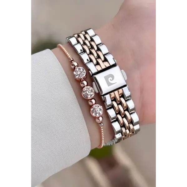 Pierre Cardin PCISTE27 Kadranı Lacivert  Kordonu Rose Gümüş Renk 34 mm Kadın Kol Saati