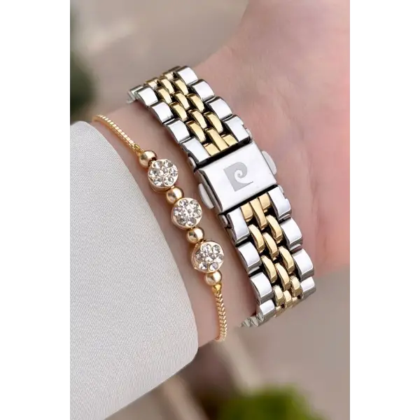 Pierre Cardin Kadranı Siyah Kordonu Gold Gümüş Renk 34 mm Kadın Kol Saati