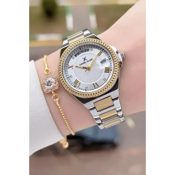 Daniel Klein DKISTE1596 Gold Gümüş Renk 35 mm Kadın Kol Saati ve Bielklik