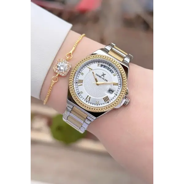 Daniel Klein DKISTE1596 Gold Gümüş Renk 35 mm Kadın Kol Saati ve Bielklik