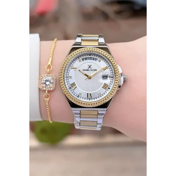 Daniel Klein DKISTE1596 Gold Gümüş Renk 35 mm Kadın Kol Saati ve Bielklik