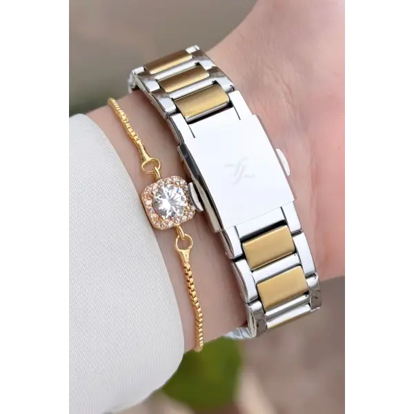 Daniel Klein DKISTE1596 Gold Gümüş Renk 35 mm Kadın Kol Saati ve Bielklik