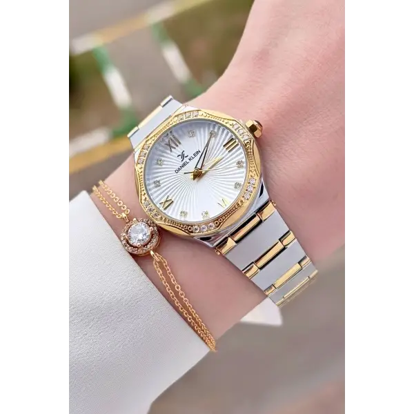 Daniel Klein DKISTE1565 Gold Gümüş Renk Kadın Kol Saati ve Bileklik