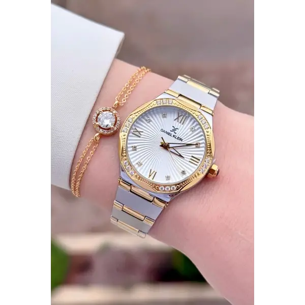 Daniel Klein DKISTE1565 Gold Gümüş Renk Kadın Kol Saati ve Bileklik